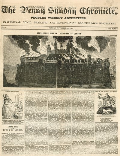 Incendie de la tour de Londres, 1841 - English School