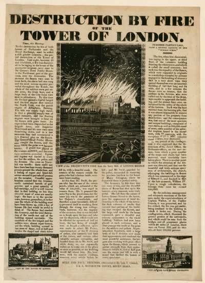Incendie de la tour de Londres, 1841 - English School