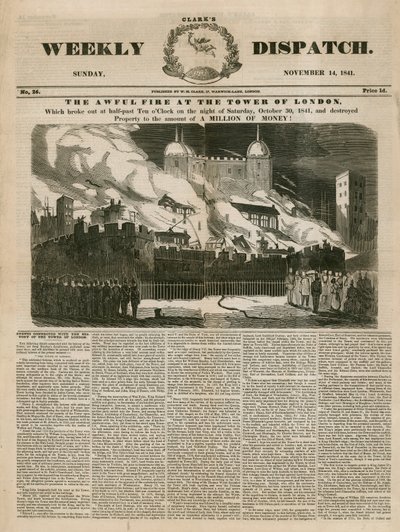 Incendie de la tour de Londres, 1841 - English School