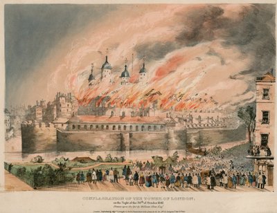 Incendie de la tour de Londres, 1841 - English School