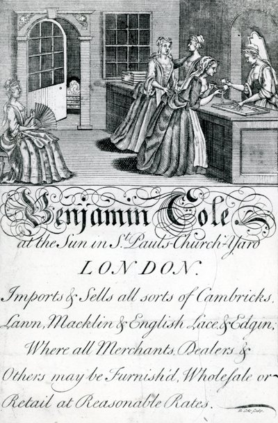 Carte de visite, Benjamin Cole, commerçant londonien (gravure) - English School