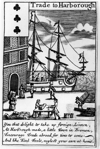 Commerce à Harborough, carte à jouer anglaise - English School