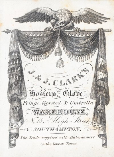 Carte de visite, J & J Clarks hosiery and gloves warehouse - English School