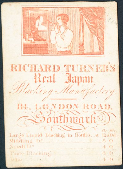 Carte de visite, Richard Turners Real Japan Blacking Manufactory - English School