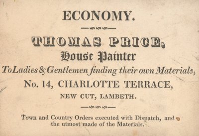 Carte de visite de Thomas Price - English School