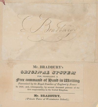 Carte de visite pour le système original de M. Bradbury pour obtenir une maîtrise libre de l