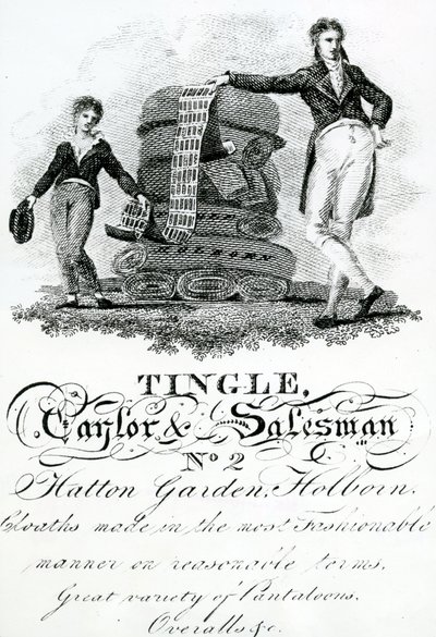 Carte de visite pour Tingle, Taylor et Salesman, No 2 Hatton Garden, Holborn (gravure) - English School