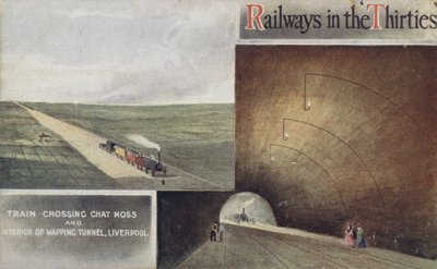 Train traversant Chat Moss et intérieur du tunnel de Wapping, Liverpool - English School