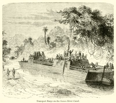 Barge de transport sur le canal de la rivière James - English School