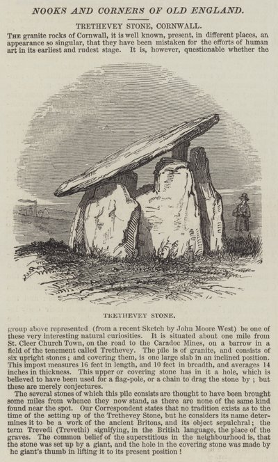 Pierre de Trethevey, Cornouailles (gravure) - English School