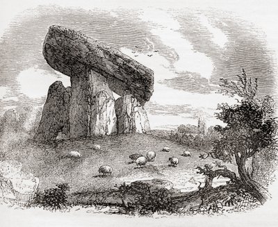 Trethevy Quoit, un tombeau mégalithique en Cornouailles, Angleterre, tiré de Old England: A Pictorial Museum, pub. 1847 - English School