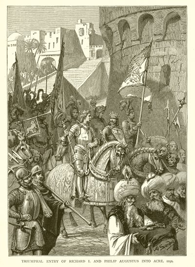 Entrée triomphale de Richard Ier et Philippe Auguste à Acre, 1191 - English School
