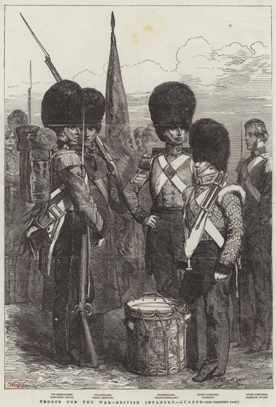 Troupes pour la guerre, infanterie britannique, gardes - English School
