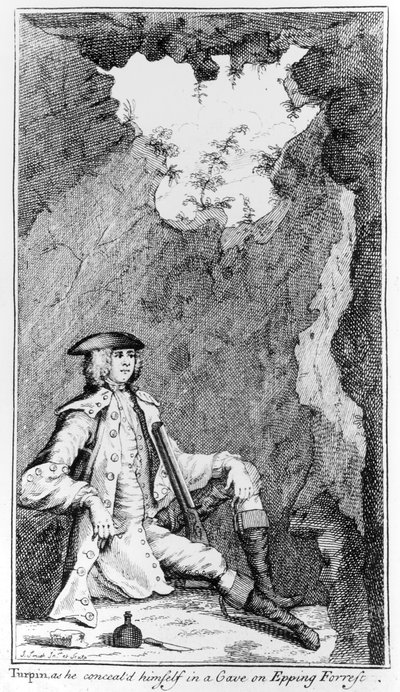 Turpin se cachant dans une grotte à Epping Forest - English School