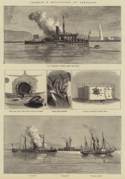 Tourelles contre bordées à Portland (gravure) - English School