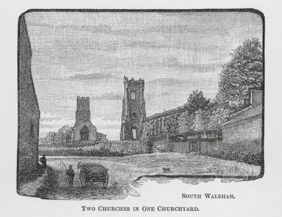 Deux églises dans un cimetière (gravure) - English School