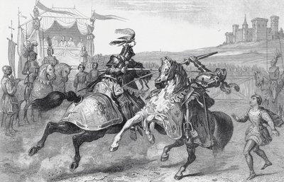 Deux chevaliers jouteurs à un tournoi en Allemagne - English School