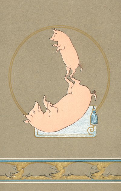 Deux cochons anthropomorphes se produisant dans un cirque - English School