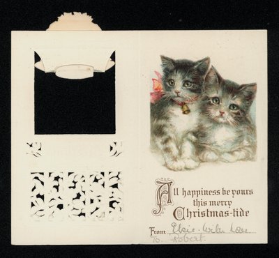 Deux chatons, carte de vœux de Noël - English School