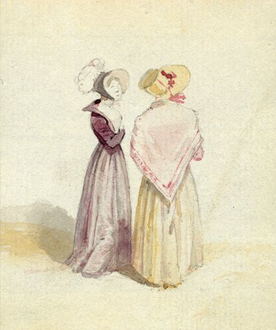 Deux femmes en bonnets, vers 1825 - English School