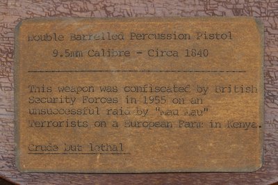 Étiquette dactylographiée pour un pistolet à percussion à double canon (373725) - English School
