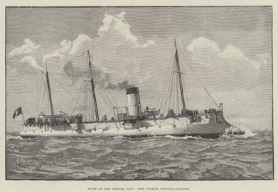 Types de la marine française, le Condor, croiseur torpilleur (gravure) - English School