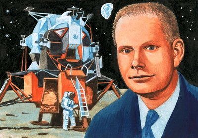 Astronaute américain non identifié et module lunaire - English School