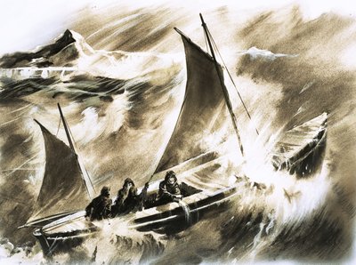 Bateau non identifié dans une tempête - English School