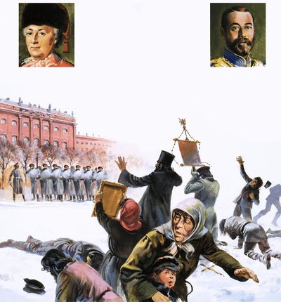 Scène non identifiée de la Révolution russe de 1905 - English School