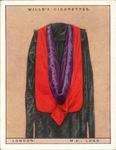 Toques et robes universitaires : Université de Londres, Docteur en médecine - English School