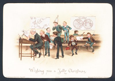 Élèves indisciplinés en classe, carte de Noël - English School