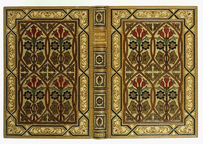 Couvertures supérieure et inférieure, avec des fleurs dans des motifs géométriques entrelacés Art Nouveau, 1893 - English School