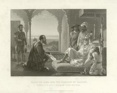 Vasco da Gama et le Zamorin de Calicut, 1498 - English School