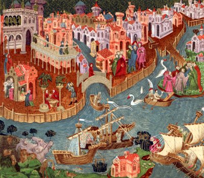 Venise en 1338, extrait de "A Short History of the English People" (Une brève histoire du peuple anglais) - English School