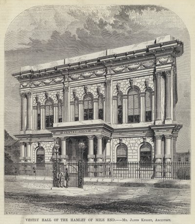 Salle de la paroisse de Mile End (gravure) - English School