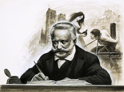 Victor Hugo écrivant son roman Notre-Dame de Paris - English School
