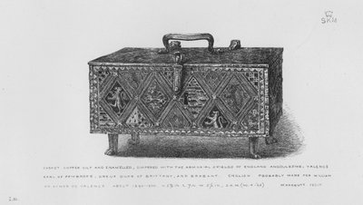 Musée Victoria et Albert : Coffret, cuivre doré et émaillé, décoré des armoiries de l