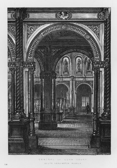 Musée Victoria et Albert : Cour centrale ou de prêt (gravure) - English School