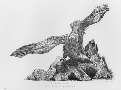Musée Victoria et Albert : Aigle, fer, par Migochin Muneharu (gravure) - English School