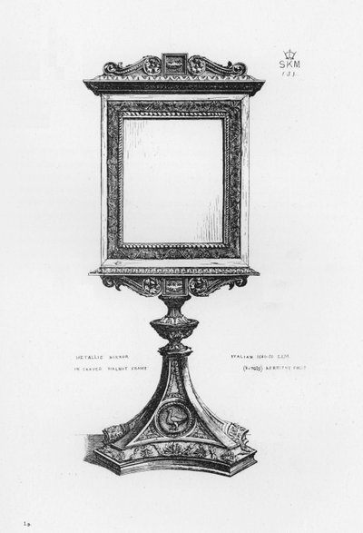 Musée Victoria et Albert : Miroir métallique dans un cadre en noyer sculpté, italien - English School