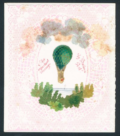 Carte de vœux victorienne - un message important par poste ballon - English School