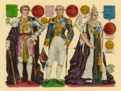 Découpe victorienne : Roi George IV, Roi William IV, Reine Victoria - English School