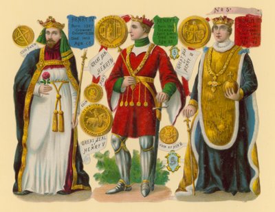 Découpure victorienne : Roi Henri IV, Roi Henri V, Roi Henri VI - English School