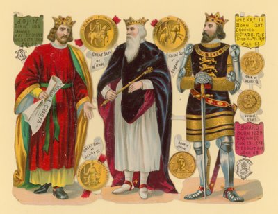 Découpe victorienne : Roi Jean, Roi Édouard I, Roi Henri III - English School