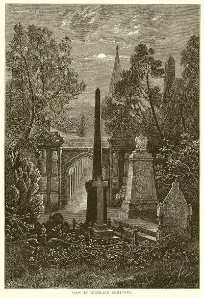 Vue du cimetière de Highgate - English School