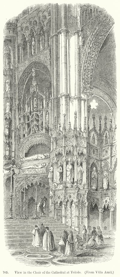 Vue du chœur de la cathédrale de Tolède (gravure) - English School
