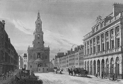 Vue sur le Strand, incluant la façade nord de Somerset House et l