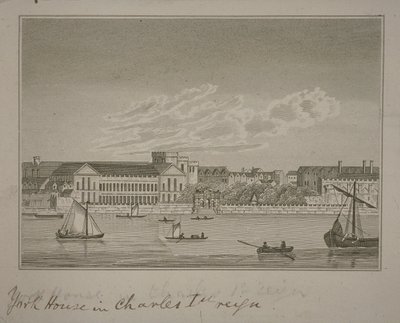 Vue vers le nord à travers la Tamise, en direction de York House et York Buildings - English School