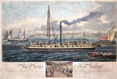 Vue des navires à vapeur britanniques, publiée par R. Ackermann, 1820-51 - English School