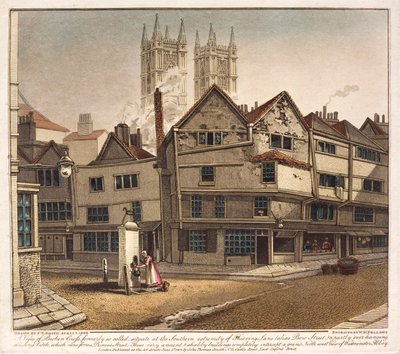 Vue de Broken Cross, à la fin de Thieving Lane, Westminster, Londres - English School